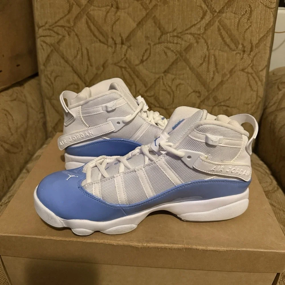 Nike Air Jordan 6 Rings UNC White Blue Ice CW7037-10 Men's Size 8.5 Sneakers